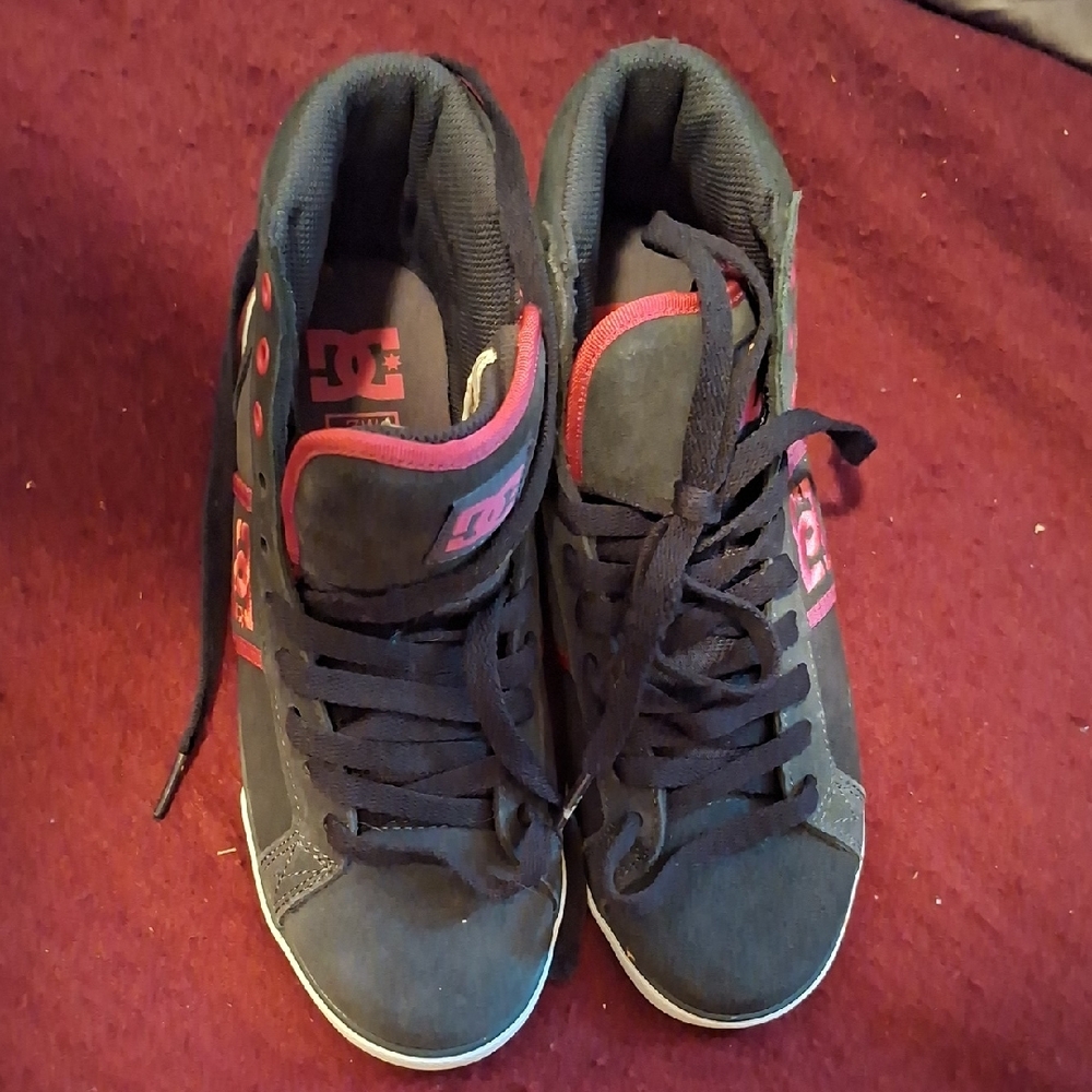 DC Black and Pink High-Top Sneakers
